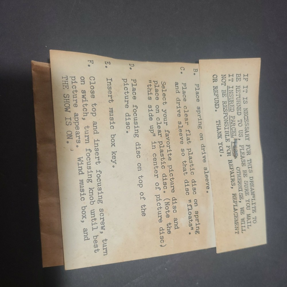 Vintage Dream Lite Co Projector Replacement Plastic Drive Staft & Discs