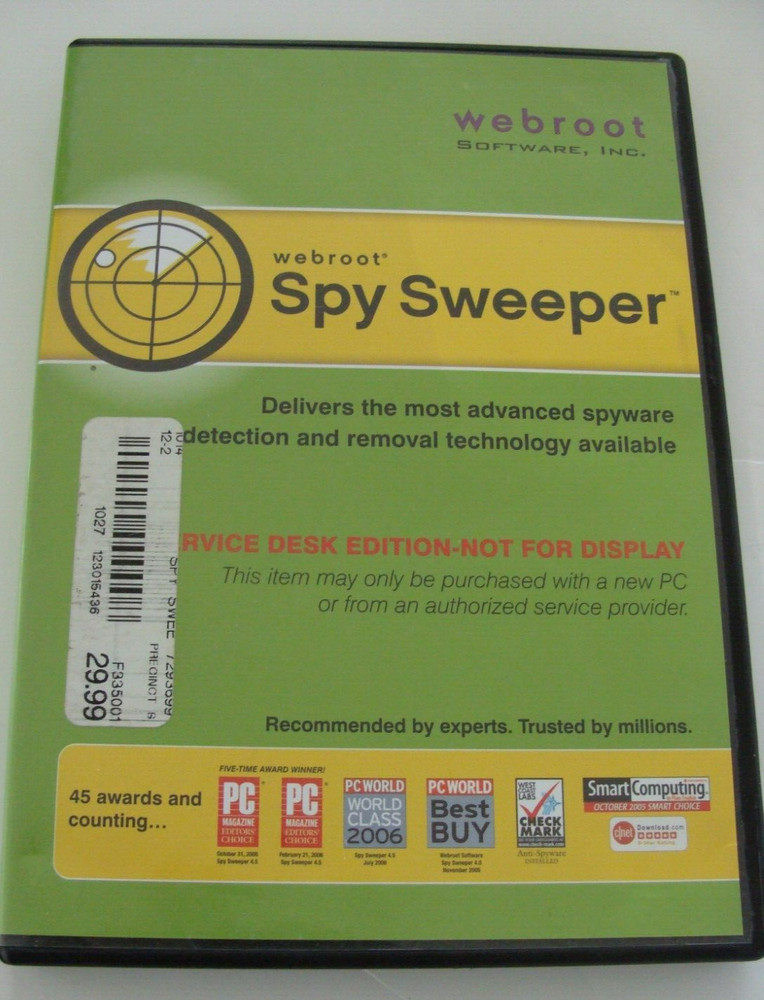 Webroot Spy Sweeper (Windows 98 SE, 2000, Me, XP) CD-ROM w Access Key