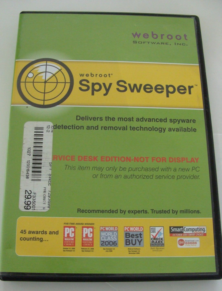 Webroot Spy Sweeper (Windows 98 SE, 2000, Me, XP) CD-ROM w Access Key