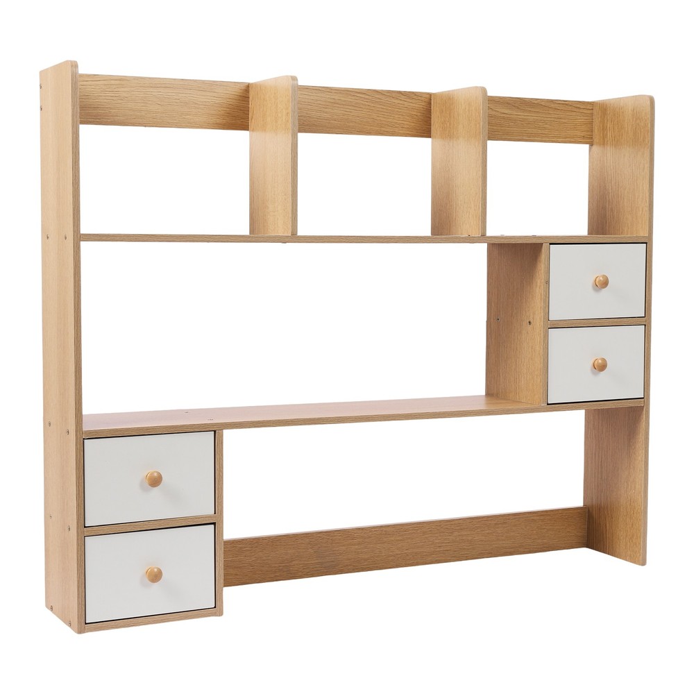 Desktop Storage Rack with 4 Cabinets - Space-Saving Bookshelf Organizer Elegant