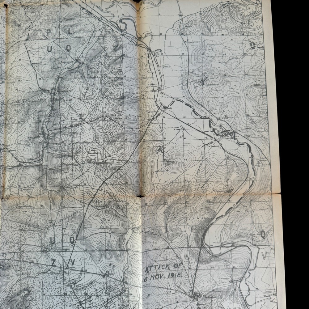RARE! World War I Sedan Operation Western Front AEF Operations Map
