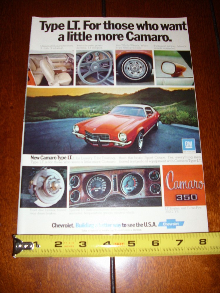 1973 CAMARO TYPE LT ORIGINAL AD