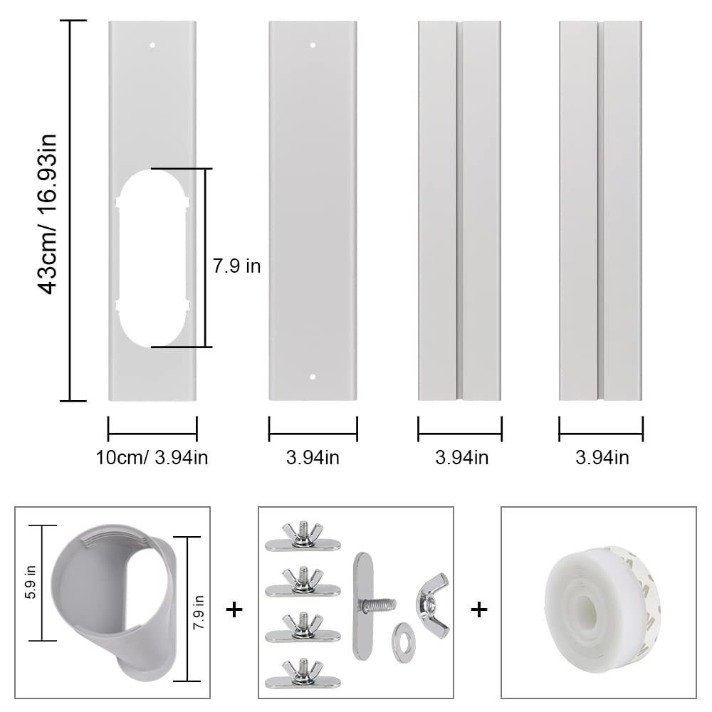Portable Air Conditioner Window Vent Kit, Adjustable Window Seal with 5.9 Inc...