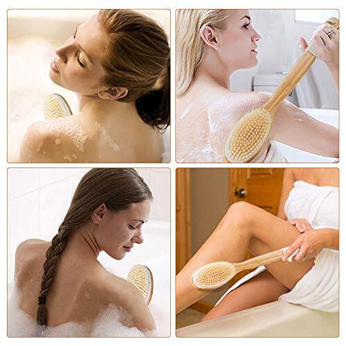 Cepillo corporal de cerdas de baño con mango largo de madera