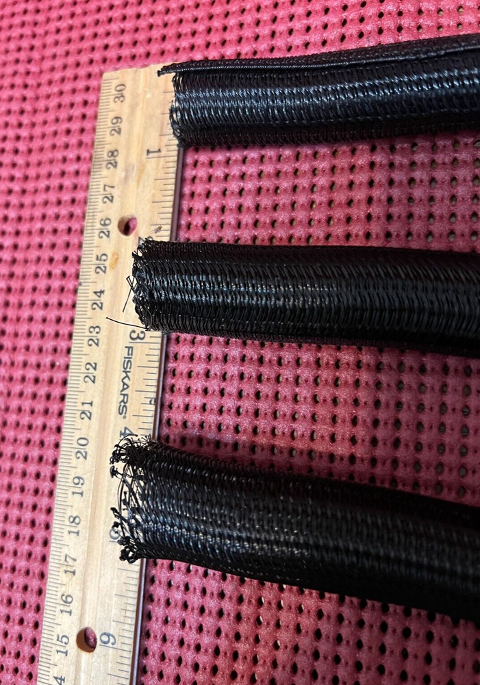 THREE (3) Braided Tech Wrap-A-Round Cable Sleeving ~ Black ( 10 inch )