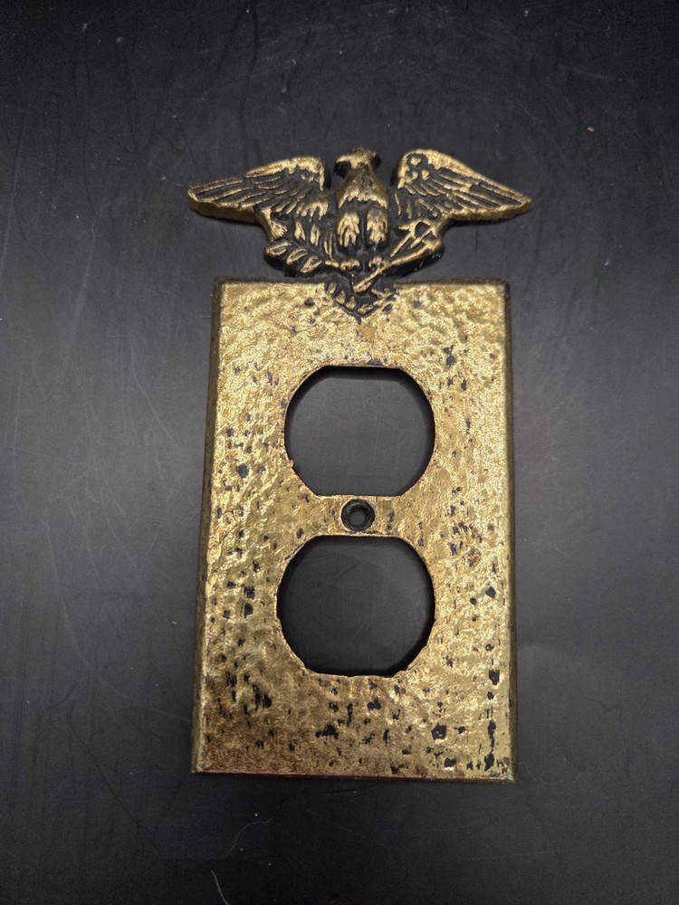 Vintage Hammered Brass Eagle Outlet Covers
