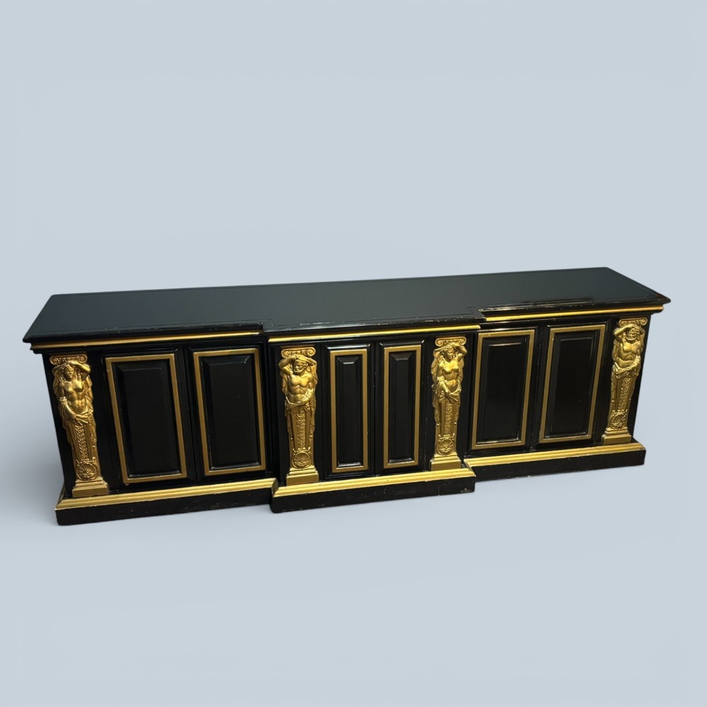 Large Vintage Renaissances Style Ebonized Sideboard