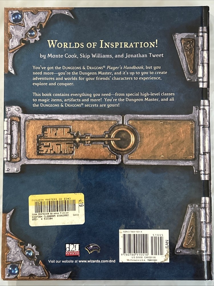 Dungeons And Dragons Dungeon Master’s Guide Core Rulebook 2 D&D D20 System 2000