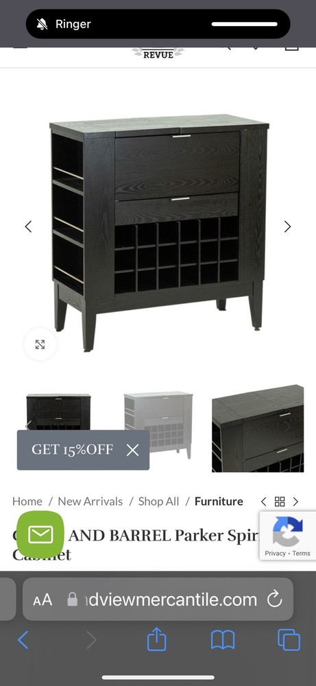 Crate & Barrel Parker Spirits Bar Cabinet (Black)