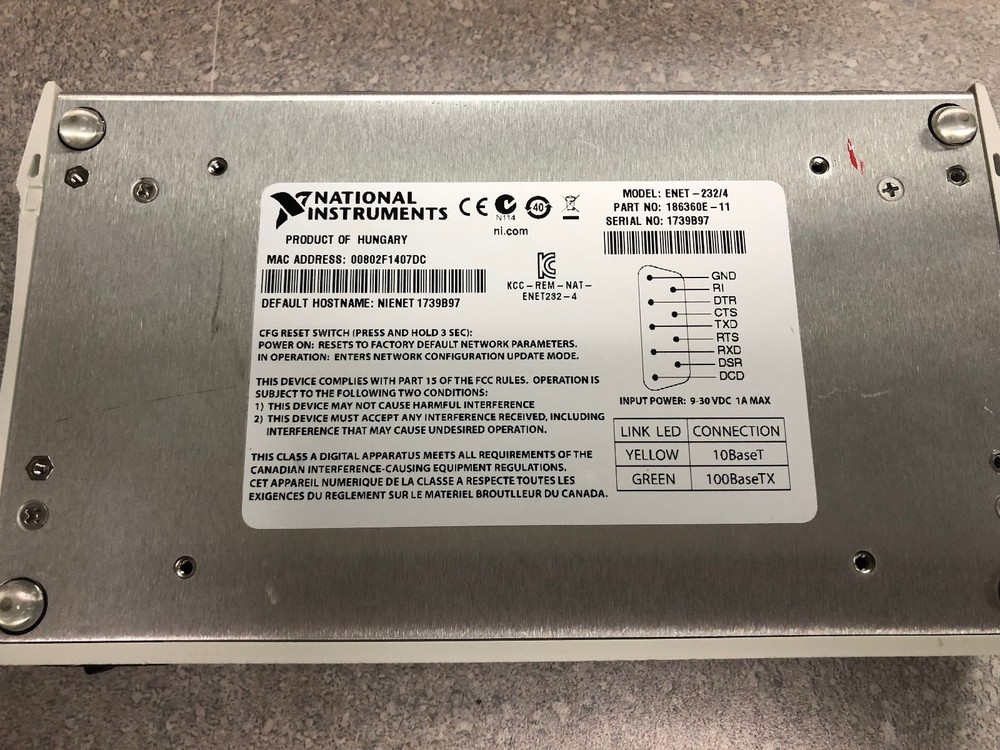 National Instruments 4-Port USB RS232 Serial Interface Device