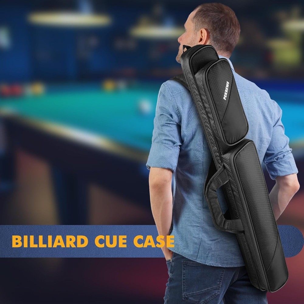 Heavy-Duty Pool Stick Case with Adjustable Strap - Ideal Storage for Billiards