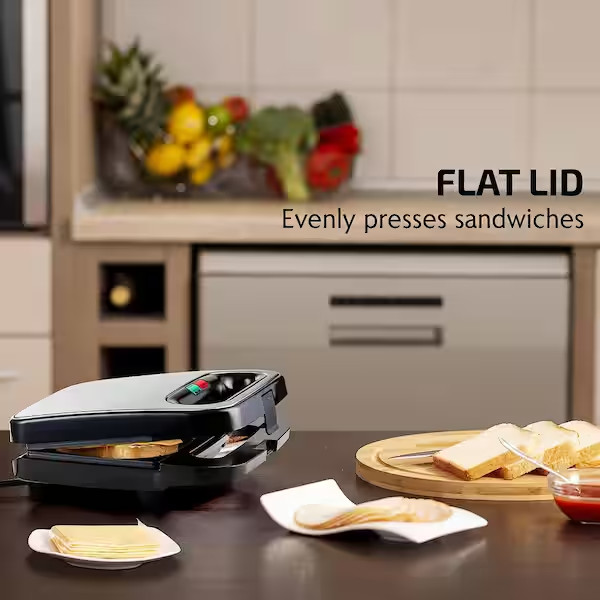 2-Slice Electric Sandwich Maker Non Stick Grill Black