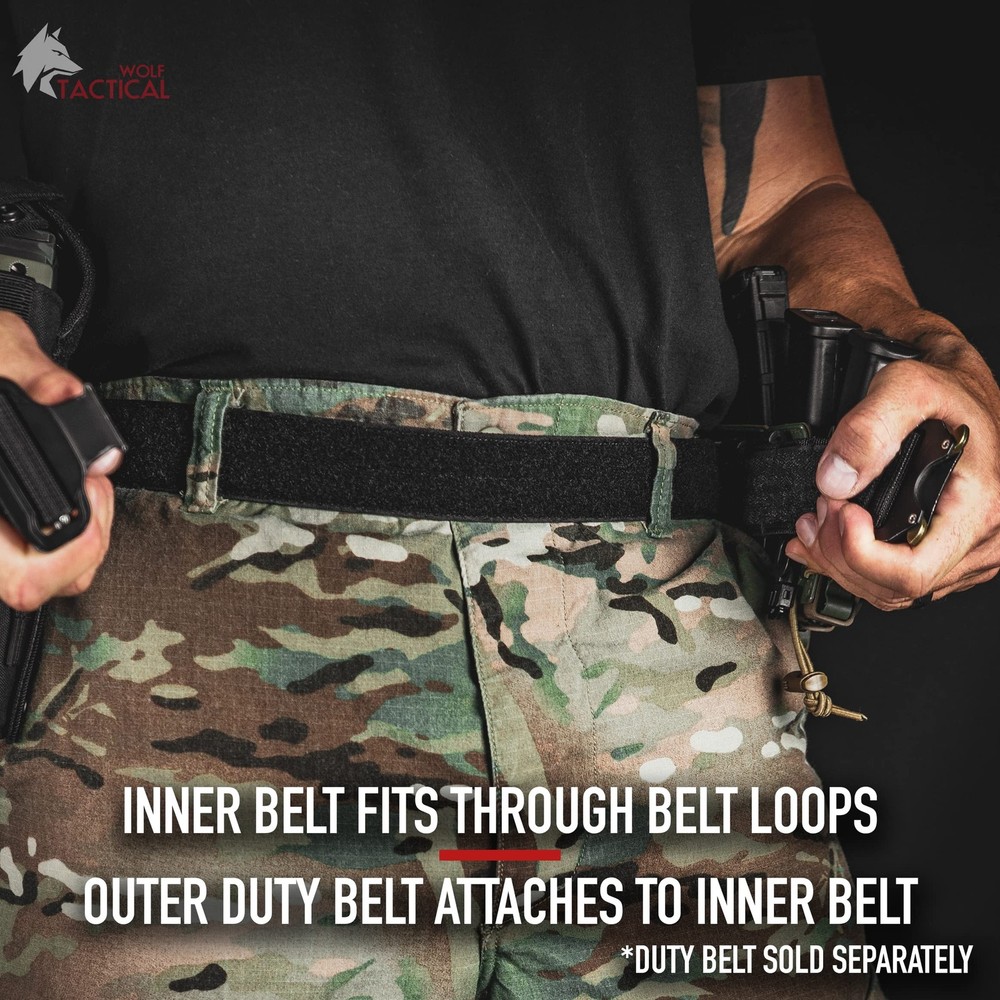 Loop Liner Inner Belt for Duty - 1.5" Hook and Loop EDC for Battle Belt Black