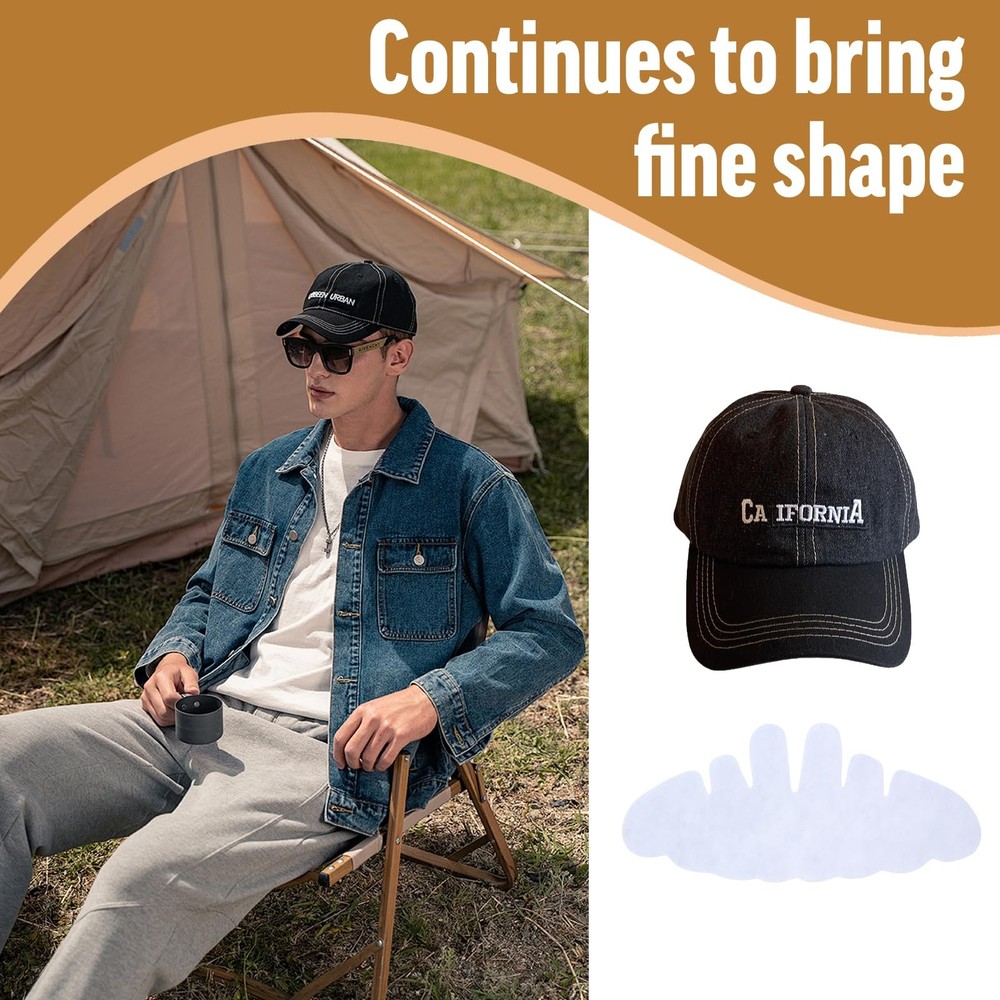 6Pcs Baseball Caps Inserts Shapers, Reusable Polyester Fabric One Size, White