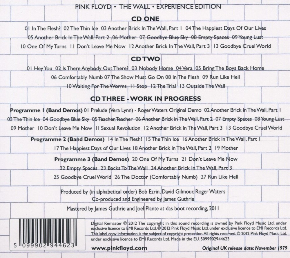 Pink Floyd – The Wall 3 CD Set - Eleventh Studio Album - Experience Version