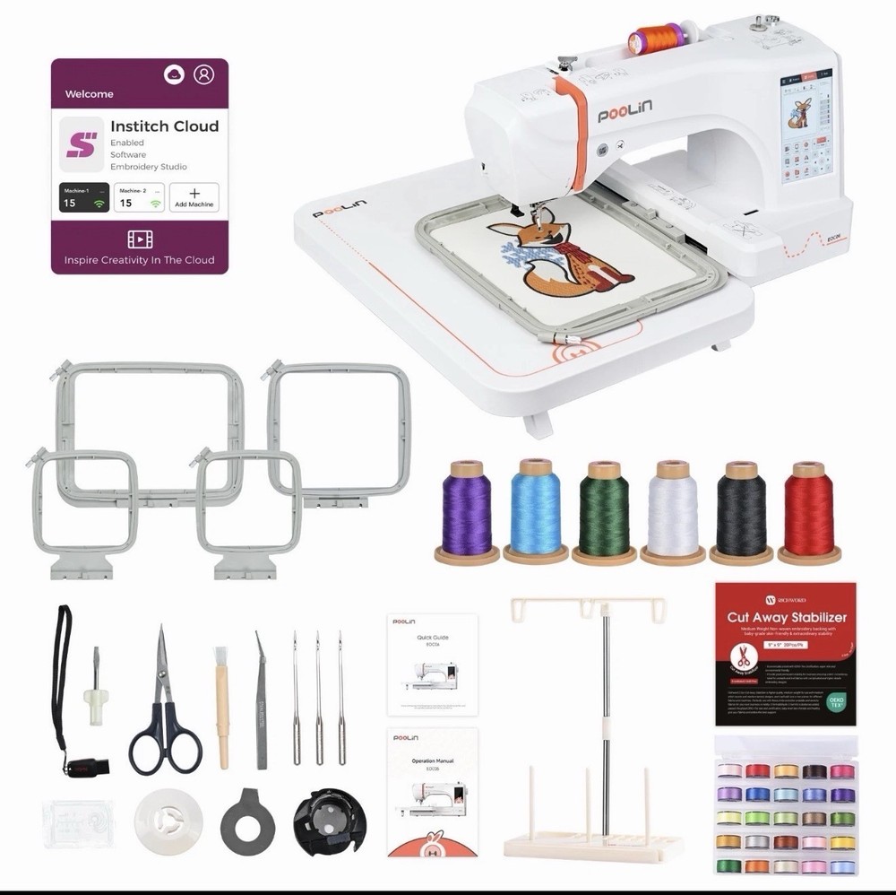 POOLIN EOC06 Computerized Embroidery Machine 7" Large LCD Touch Screen