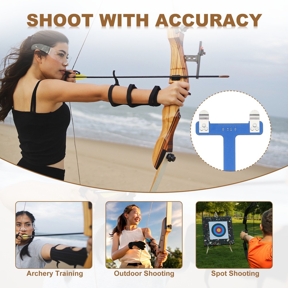 Archery Bow Square, T-Shape Ruler Turning Bow String Measurement Tool Blue