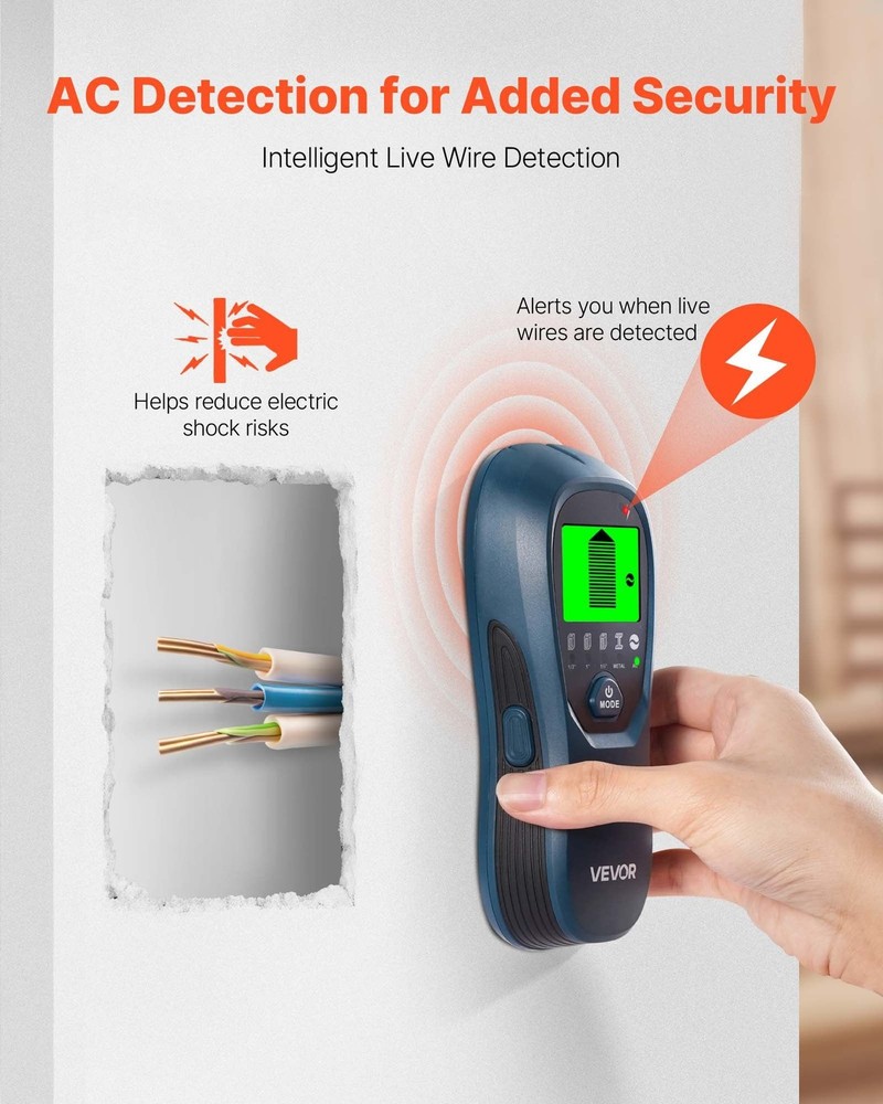 Enhanced Stud Finder 5-Mode Detection Bright LCD Audible Alert Blue Version
