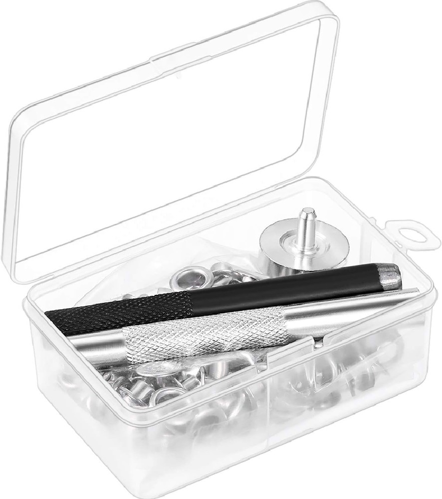 100 Sets Grommet Eyelets Tool Kit, Grommet Setting Tool and Eyelets with Sett...