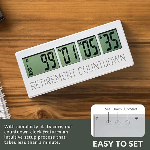 Retirement Countdown Clock - LCD Digital Timer, Easy Set & Read, Large Display,
