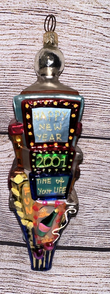Christopher Radko Countdown 2001 Glass New Years Ornament Dated