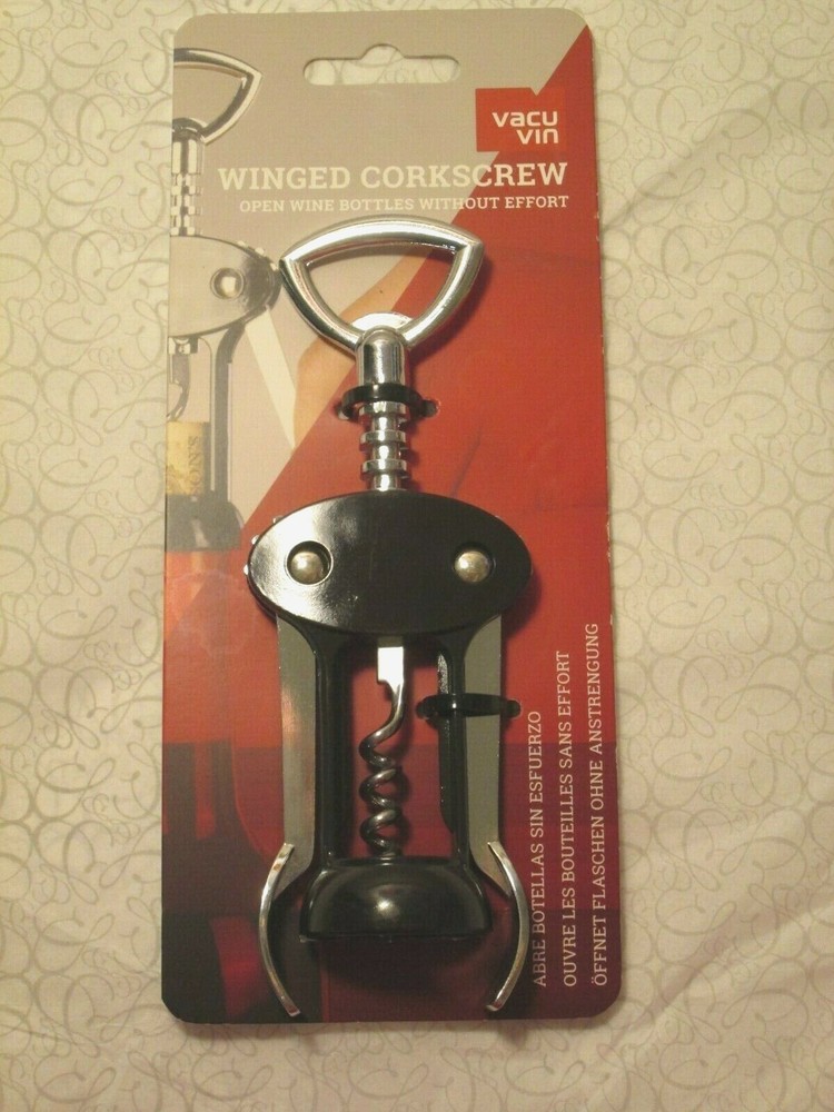 New - Vacu Vin Winged Corkscrew (  Black )