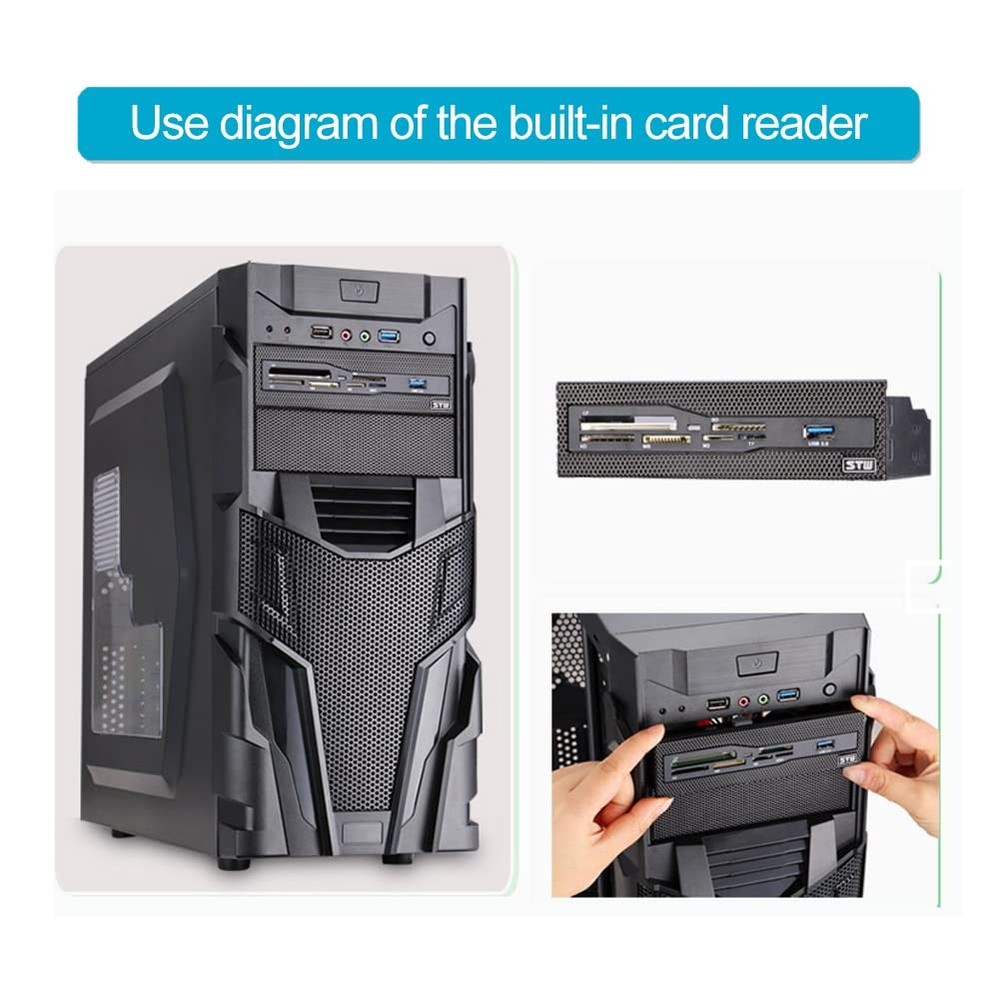 Computer Front Panel USB 2.0 PC Internal Card Reader Dashboard Fits 5.25...
