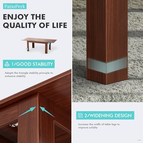 PATIOPERK 54.3-84.5 EXTEND DINING TABLE FOR 4–10 SPACE-SAVING - - Scratch & Dent