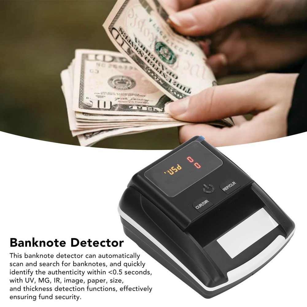 US Plug Automatic Banknote Detector Portable USD EUR Count Machine Counterfeit B