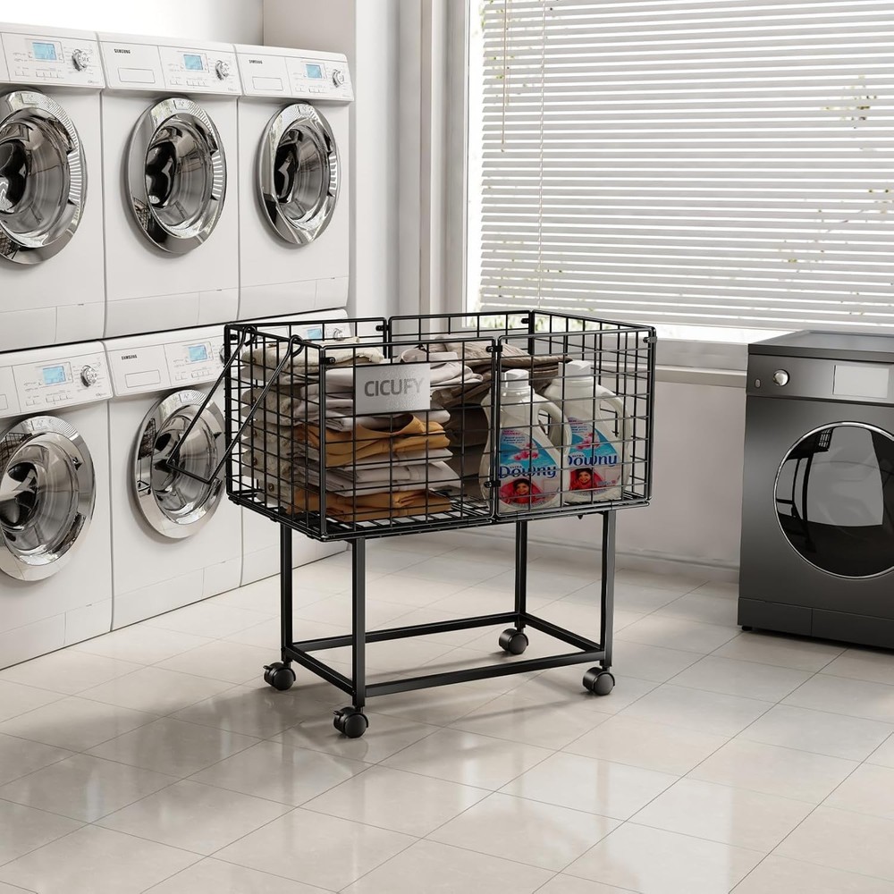 Multi-Functional 80L Wheeled Laundry Hamper with Breathable Design and Handle