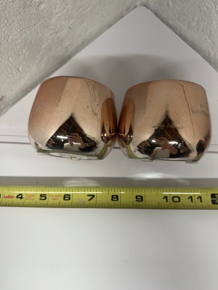 Glazed Copper Coated Ceramic Votive Holders, Pair