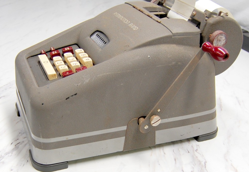 Vintage Remington Rand Hand Crank Adding Machine