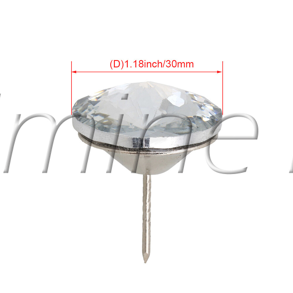 20PCS Crystal Buttons Rivets Silver for Sofas Decoration Home Makeovers