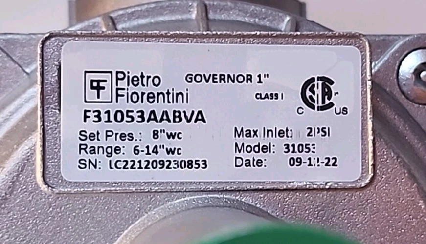 Gastite Gov. Gas Reg 30053-NG Pietro 1" NPT Inlet/Outlet 8" W.C. Free Shipping!!