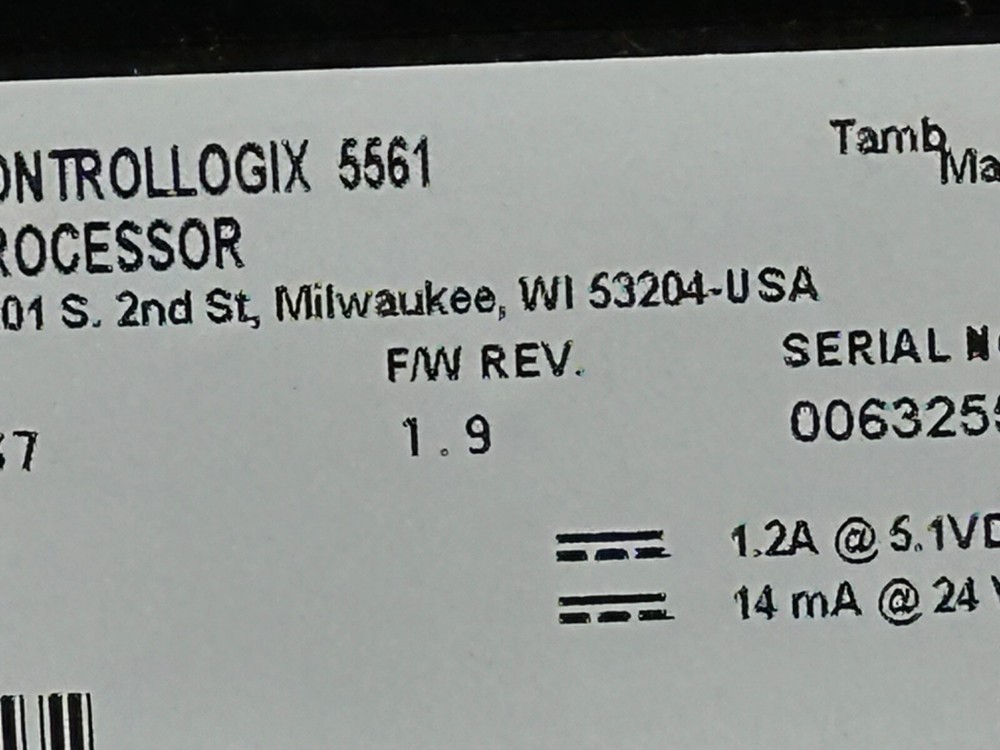 Allen Bradley 1756-L61 Ser B FW 1.9 ControlLogix 5561 CPU Processor Unit 2MB