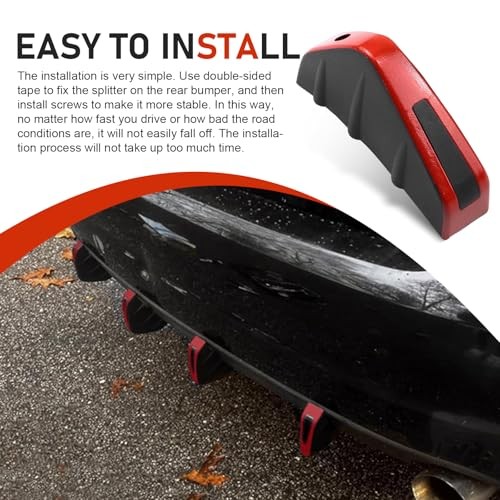 Car Lower Bumper Lip Diffuser, Anti-scratch Triangular-shape Bumper 4 PCS Red