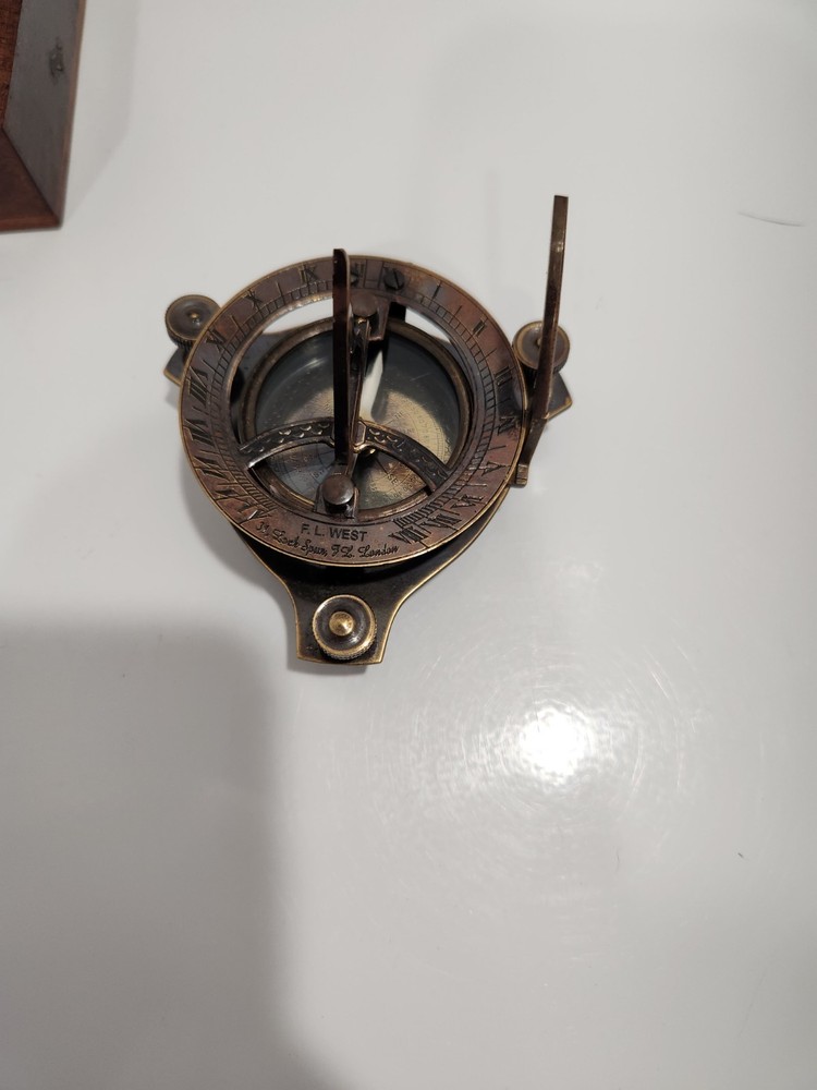 Vintage Solid Brass West London Sundial Compass In Box