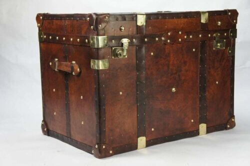 Antique leather trunk home decor