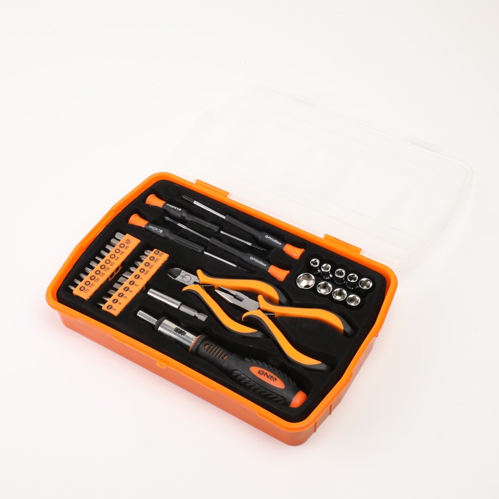 SCREWDRIVER + PLIERS ORANGE 37PCS PRECISION BIT TOOL KIT HIGH SPEED DRILL BITS