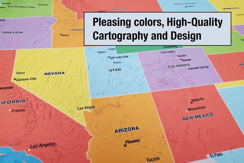 Laminated United States Scholar Map Poster | Educational Elementary School Ve...