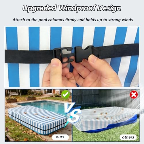 Rectangular Pool Cover,Waterproof Cover for 90" L x 60" W Inflatable Pool, 7'