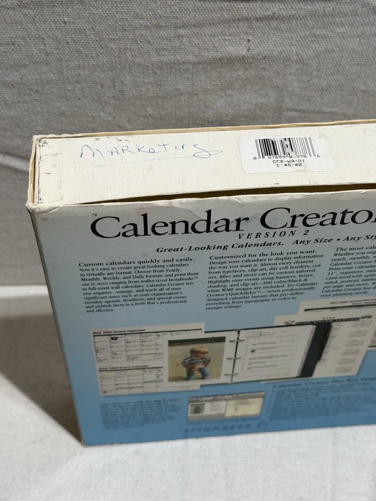 Calendar Creator Plus V2 Windows Vintage Software 3.5 Floppy Complete