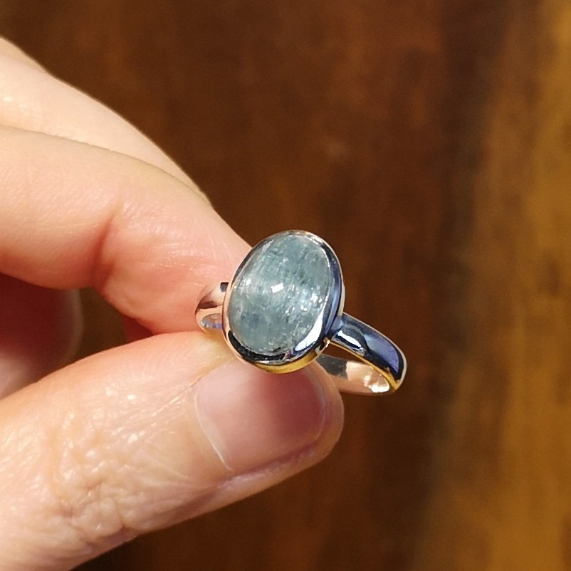 Natural Kyanite Sterling Silver Ring US ring size 8