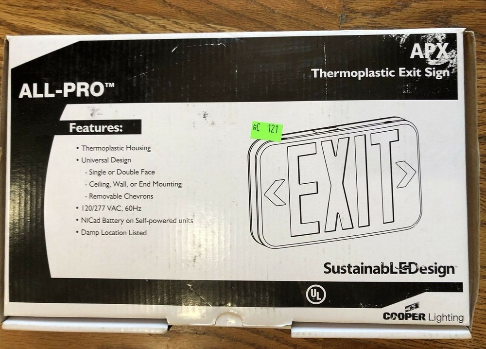 ALL-PRO APX Thermoplastic Exit Sign- ~NEW~