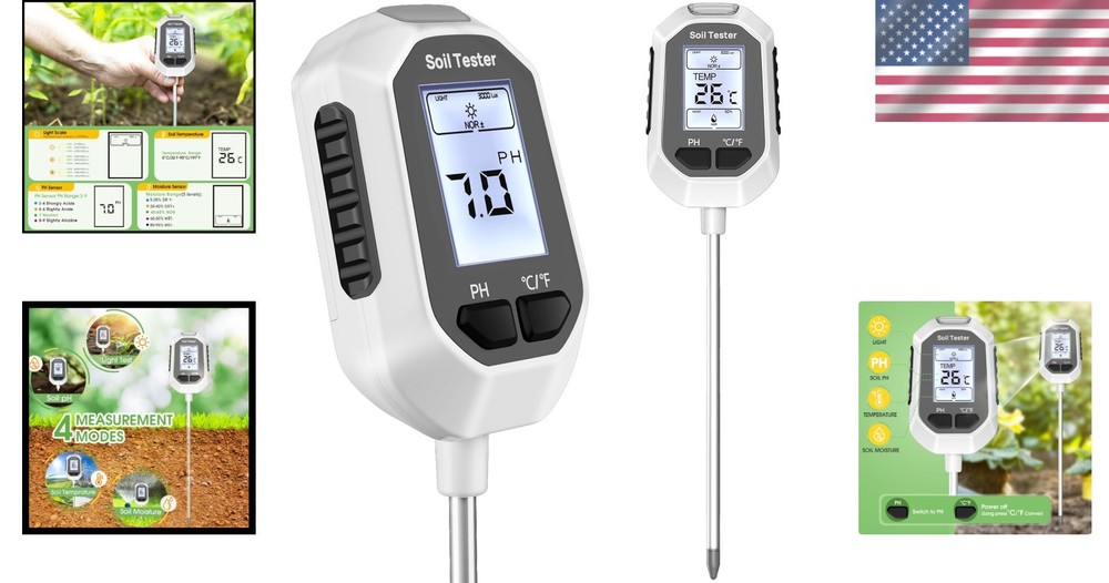 Digital Plant Soil Moisture & Temperature Meter with LCD Display - 4 Functions