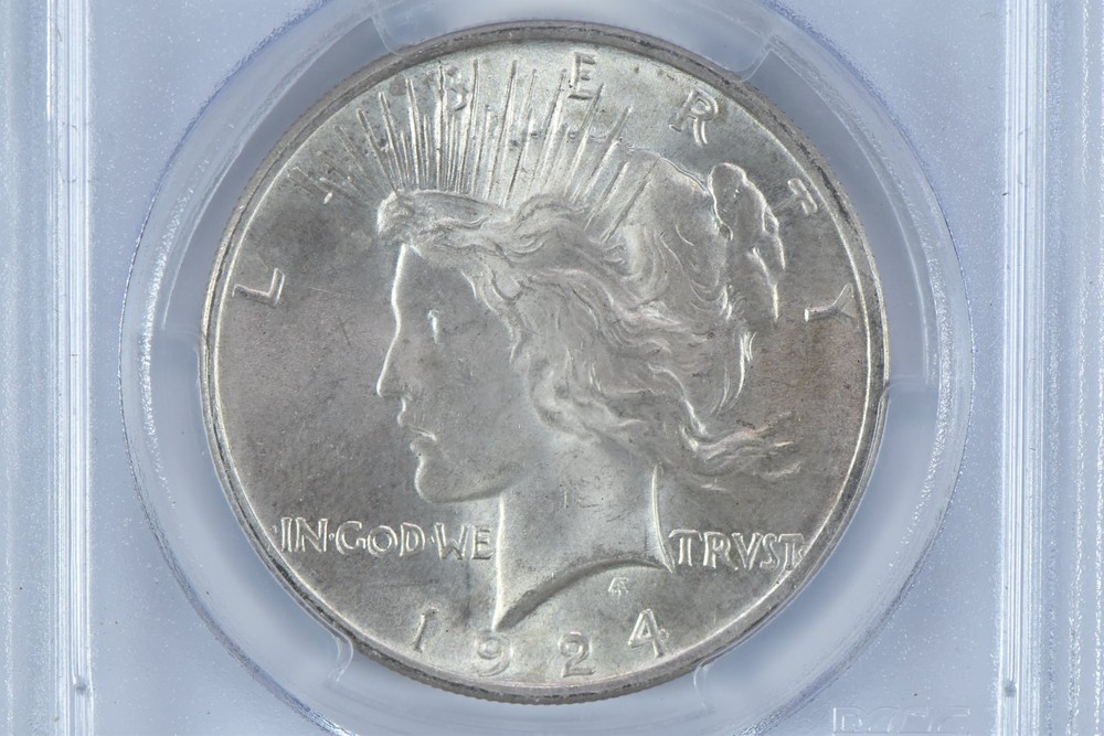 1924 Peace Silver Dollar MS63 PCGS Blue Label
