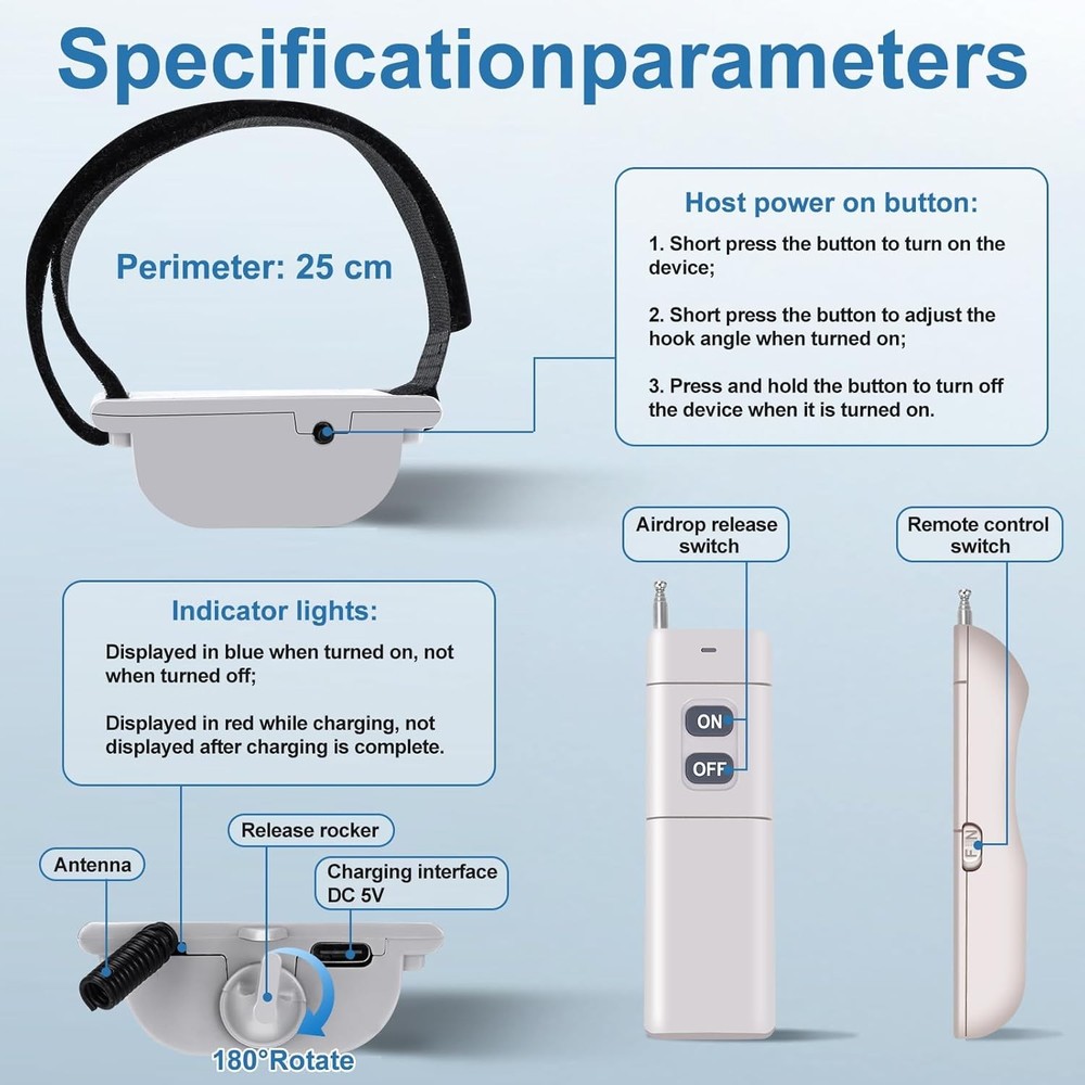 Universal Drone Airdrop System - payload airdrop release device with white