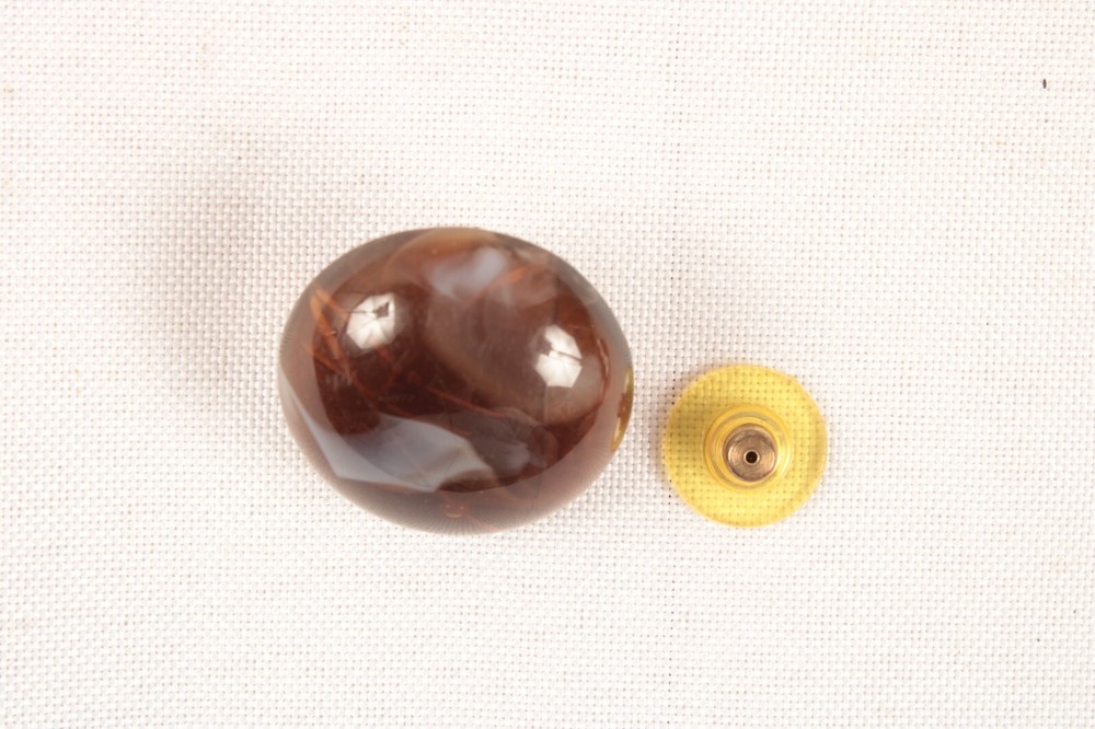 Pierced Brown Marble Button Earrings 1 Inch Diameter