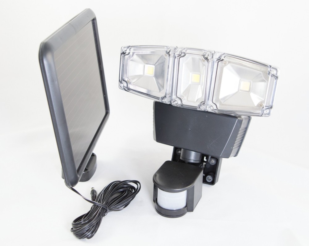 Solar Power Motion Sensor 180-Degree Triple Lamp Security Light 1200 Lumens