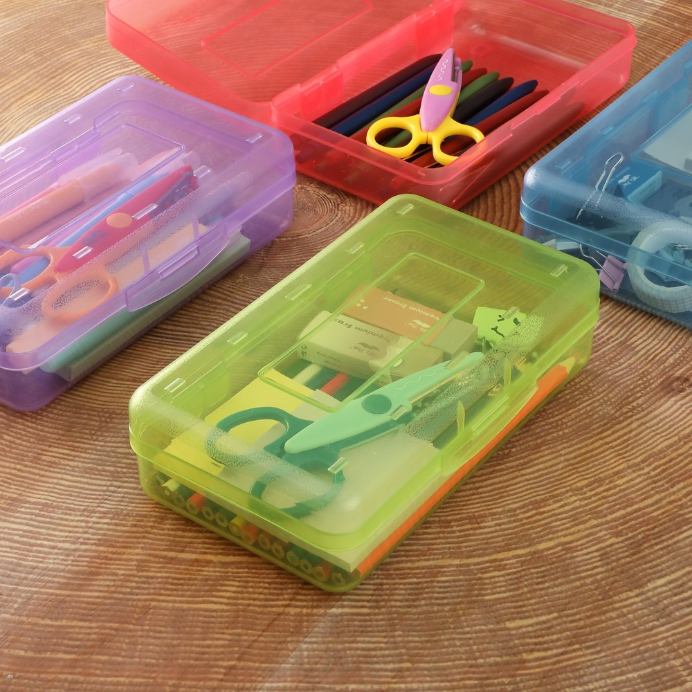 Mr. Pen 24-Pack Pencil Box Bulk Assorted Colors Durable Plastic Storage Case